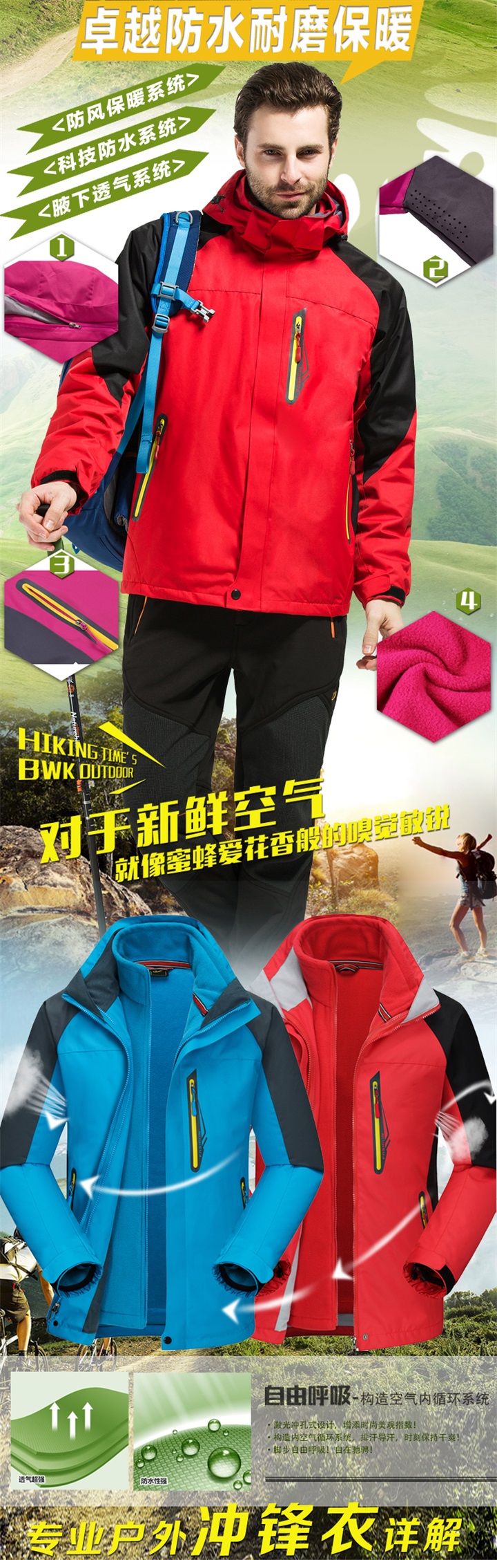 YX撞色拉鏈款兩件套沖鋒衣-寶藍色(圖2) YX撞色拉鏈款兩件套沖鋒衣-寶藍色(圖2)